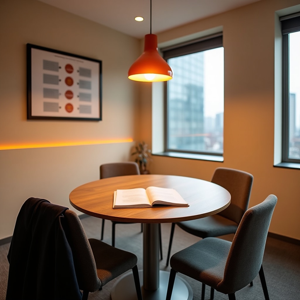 Besprechungsraum im ElvinTrax Büro mit Tisch und Stühlen