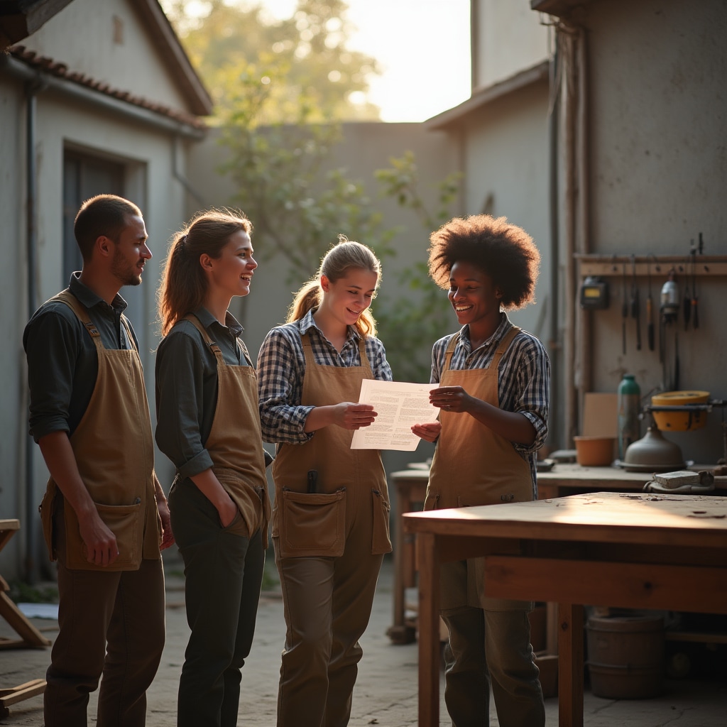 Team eines kleinen Handwerksbetriebs bei der Arbeit